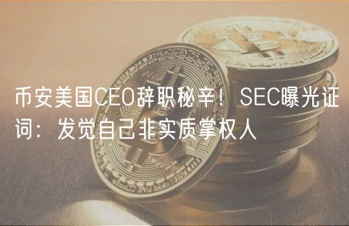 币安美国CO辞职秘辛!SC曝光证词:发觉自己非实质掌权人
