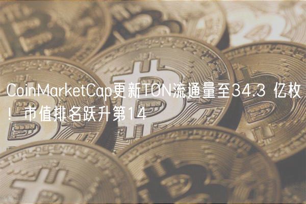 CoinMarktCap更新TON流通量至34.3 亿枚！市值排名跃升第14